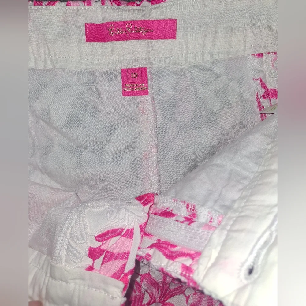 NWOT LILLY PULITZER KELLY LACE EMBROIDERED FLORAL SHORT WHITE/PINK SIZE 10 - Picture 7 of 7